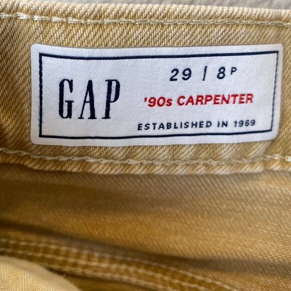 Gap Womens 90s Carpenter Pants Size 29 8 Petite Khaki Tan Relaxed Fit Workwear - Picture 11 of 16